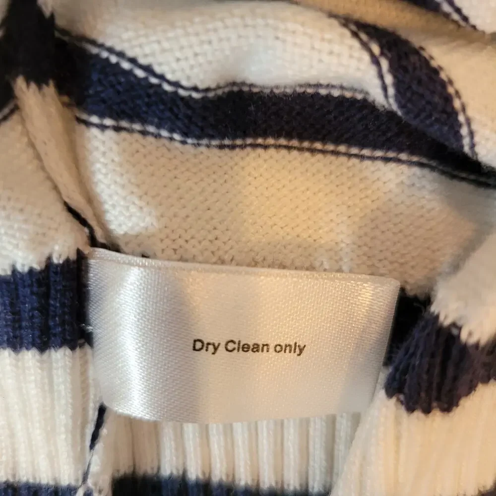 Central Park West Linen Blend Stripe Sweater Heart Detail Size - Picture 3 of 10